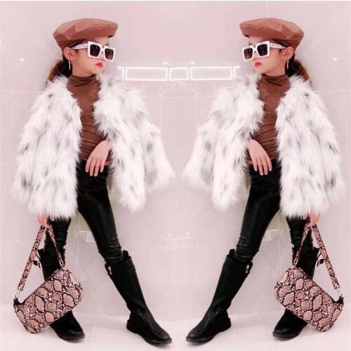 Kids Faux Fur Jacket Coat Girls Thick Fox Fur Short Coat Warm Furry Jacket Outerwear Autumn Winter Child Overcoat Outwear