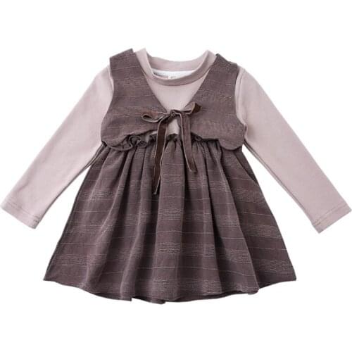 DFXD Fashion Childrens Set 2020 Spring Autumn Toddler Girls Outfit 2pc Princess Suit Party Wear Long Sleeve Dress+WaistCoat