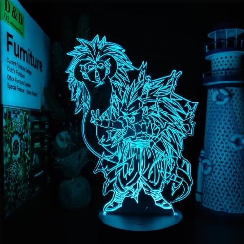 Dragon Ball Z 3D Night Light Gotenks Ghost Bomb LED Decoration Lamp DBZ Goku Anime Figure Manga Lampara Led Neon Sunset Lights
