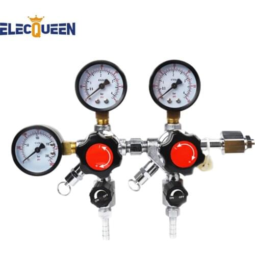 Dual Body Co2 Regulator,Homebrewing Kegerator Dual Guage 5/16'' Barbed Shuttoff Valve Sepatate Pressure Draft Beer Regulator