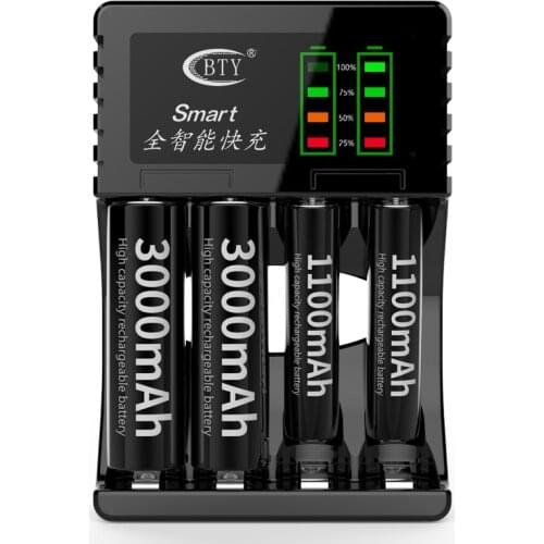 4 Slots Electric Battery Charger Intelligent Fast LED Indicator USB Charger For AA/AAA Ni-MH/Ni-Cd Rechargeable Lithium Battery