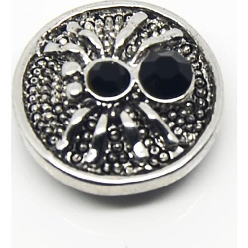 Hot Sale Spider Pattern Black Rhinestone Alloy Snap Button Jewelry for DIY Leather Jewelry