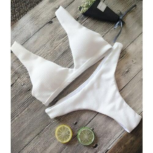 Hot sale Sexy Women Bikini Set Swimwear Bandage Monokini Push Up Padded Solid color Swimsuit Bathing Suits Beachwear