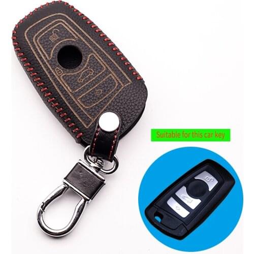 Hot sale top layer leather handmade car key case cover For BMW 1/5/6/7 series M3 M5 X1 X3 X5 X6 E36 E39 E46 E30 E60 E92 3 button