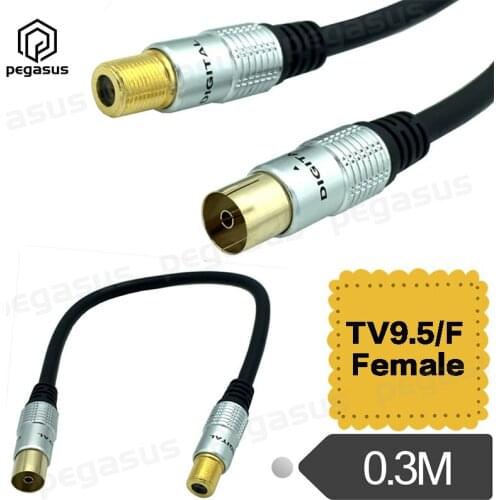 0.3 Meters 9.5mm to Type F Female Plug Coaxial HD TV Satellite Antenna Cable
