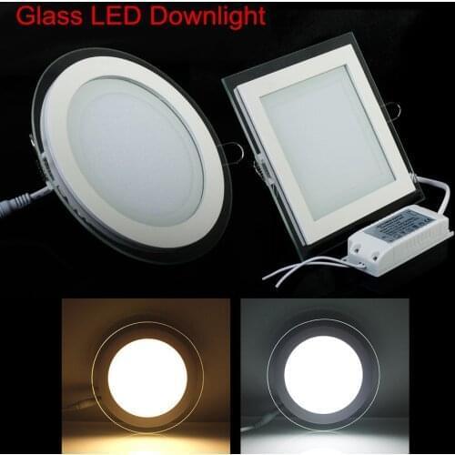 6W 9W 12W 18W Round/Square Glass LED Downlight Recessed LED Panel Light Spot Ceiling Down Light Warm/Natural/Cold White/3 Color