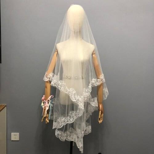 L&P DQL Studio New Store Promotion now !!! White/ Ivory Wedding Veils Soft tulle with Floral Applique 1.5*2m Bridal Veils