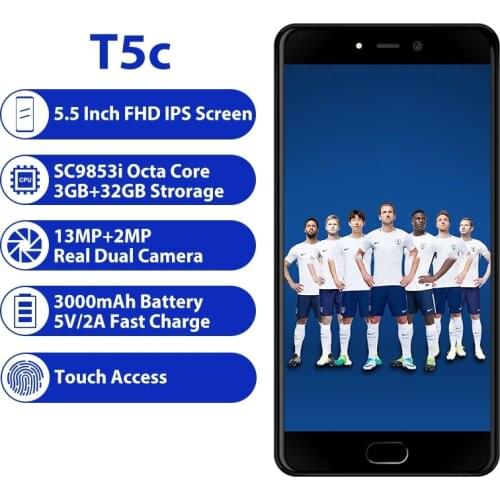 LEAGOO T5C 5.5 Inch 1920x1080 FHD Smartphone 3GB RAM 32GB SC9853 Octa Core Android 7.0 13MP Fingerprint Smart 4G LTE MobilePhone