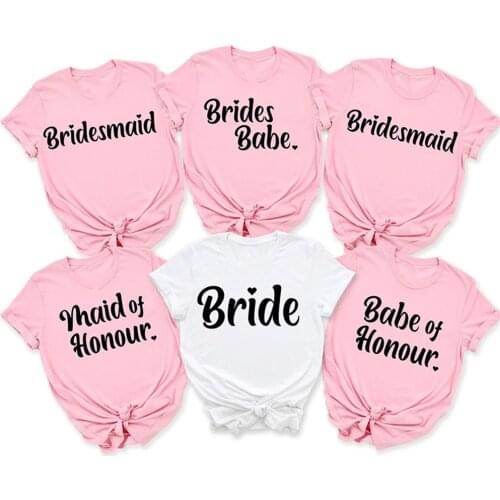 Bride Bachelorette Party Brides Team Maid of Honor Summer Tshirt Women T-shirt Casual Wedding Female Tops Tees NPC8