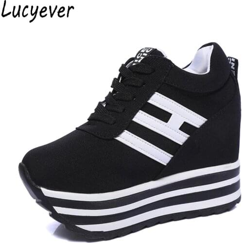 Lucyever Women Ankle Boots Height Increasing Platform Casual Shoes Woman Spring Autumn Hidden Wedge Comfortable Sneaker Creeper