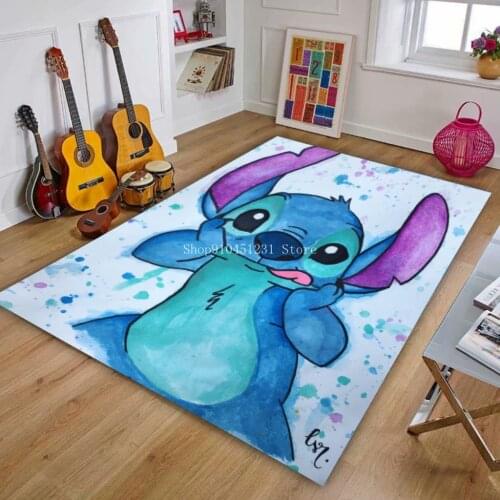 Cute Lilo Stitch Cartoon Play Mat 120x160CM Carpet Children Room Playmat Short Plush Non-slip Bedroom Olaf Rugs Boys Kids Baby