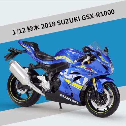 1/12 Scale Alloy GSX-R1000 Motorcycle Model Toy Off Road Autocycle Shork-Absorber Moto Metal Die Cast Vehicle Collection Gif