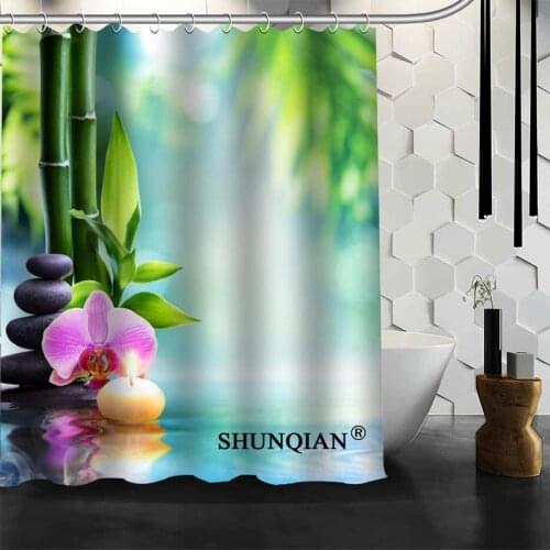 Fashion Design Custom bamboo and stone Shower Curtain bathroom Accessories Bath screens Customized curtain