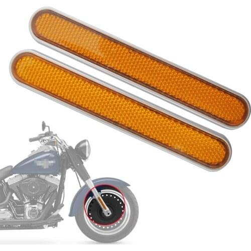 Motorcycle Amber Front Rear Fork Leg Reflector Reflective Sticker Decal ABS For Harley Sportster Universal All Bikes Car Truck
