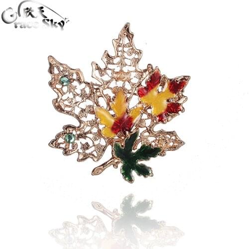 2018 Fashion Jewelry Enamel Pin Metal Leaf Crystal Rhinestone Brooch Imperdibles Grandes Broches Vintage Brooches For Women Men