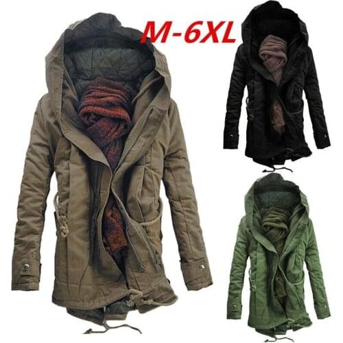 Men Slim Fit Padded Coat Warm Parka Trench Hooded Jacket Winter Outwear Fashion Long Sleeves Comfortable Versatile