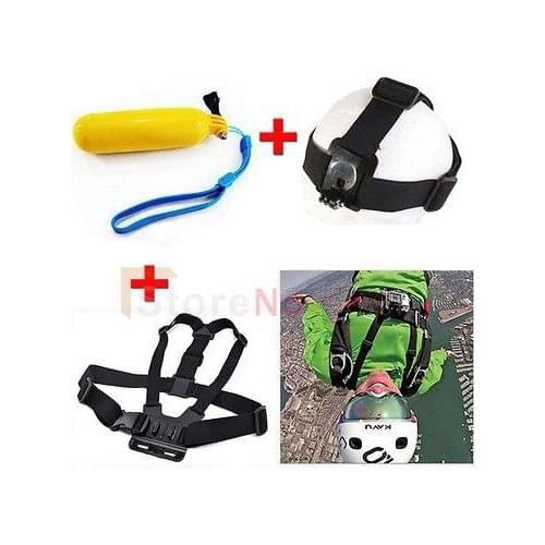 3 in1 Chest Head Strap + Floating Grip Mount For GoPro Hero 1 2 3 4 Camera Accessories