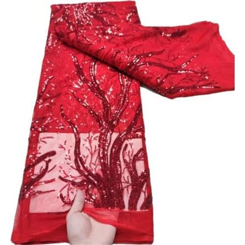 Sky Blue Sequins French Tulle Lace Fabric 2021 Red High Quality African Lace Fabric Latest Lace Material For Evening Party