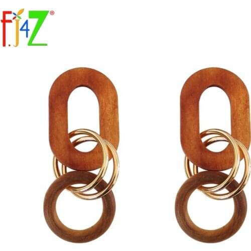 F.J4Z New Unusual Personality Style Dangle Earrings For Women Party Show Accessories Hot Fashion Stylish Wooden Earrings