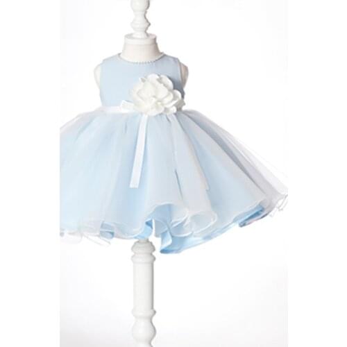 Baby Girl dress 1 Year Birthday Dress Light Blue Floral Baby Cltohes Newborn Wedding Clothes Baby Baptism Clothes