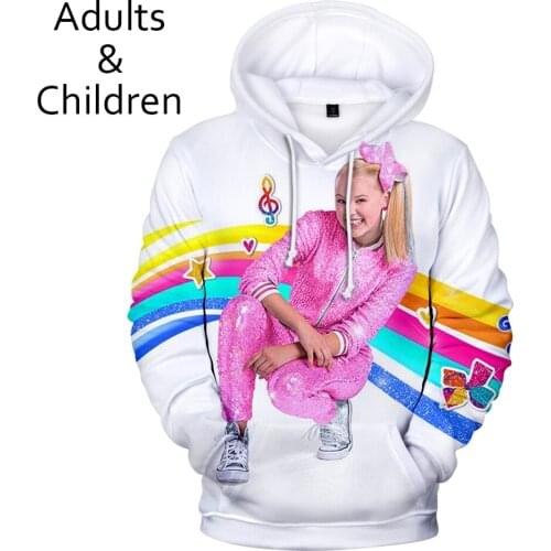 Popular JOJO SIWA3D mens and womens hoodies boys girls casual pullovers autumn and winter fashion 3D new childrens sweatshirts
