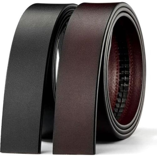 100% Real Cow Genuine Leather Belt No Buckle for Automatic Buckle Vintage Belt Body 3.50 Cm Width Black Brown Cowskin