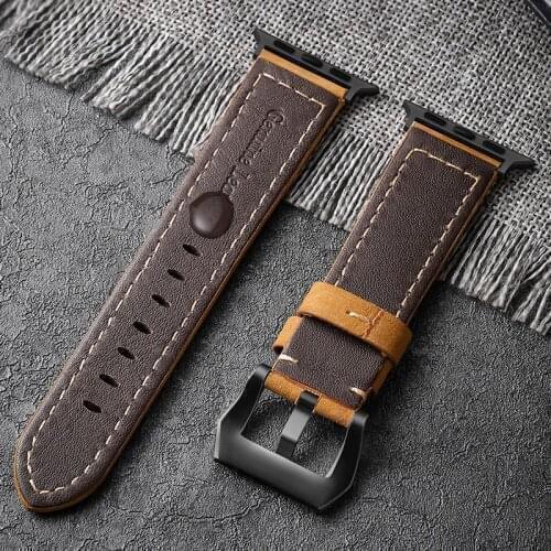 Genuine Leather strap For Apple Watch Band 44mm 40mm iWatch band 38mm 42mm Retro belt bracelet Apple watch series 6 se 5 4 3 2