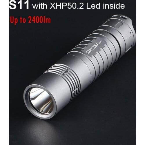 Most Powerful LED Flashlight Convoy S11 XHP50.2 Portable Torch Flash Light 26650 Camping Hunting Latarka Work Light Grey Lantern