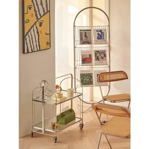 Zq Removable Folding Trolley Middle-Ancient Stainless Steel Changhong Glass Dining Car Shelf Nordic