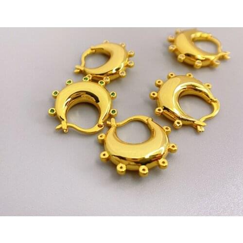 European and American ins new crescent shape inlaid with gem retro gold solid Earrings