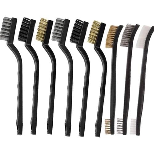 9-piece steel wire brush cleaning steel wire brush for cleaning welding slag, rust and dust, stainless steel, brass and nylon