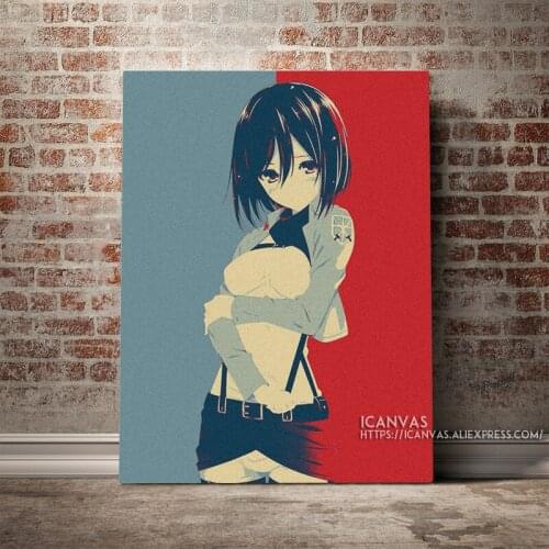 Cute Mikasa Shingeki No Kyojin Decoration Prints Home Decor Canvas Living Kids Room Bedroom Painting Wall Art Studio Poster