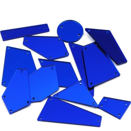 Blue 30pcs/bag Acrylic Mirror Sew On Rhinestones Mix Acryl Mirror Sew On Stones Crystal Strass For Garment Dress Decoration