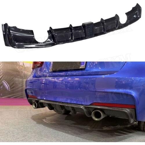 3 Series Carbon Fiber Rear Bumper Lip Diffuser With LED Lamp For BMW F30 F35 318i 320i 328i 335i 340i M Sport 2012 - 2018