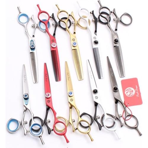 Z9019 6" Purple Dragon Swivel Handle Japan 440C Professional Hairdressers Scissors Thinning Scissors Cutting Shears Style Tools