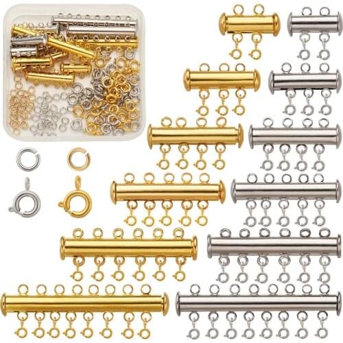 1Box Multi Strand Slide Magnetic Tube Lock Clasps Connectors for DIY Jewelry Bracelet Necklace Making Finding