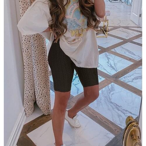 Female Sport riding Shorts High Elastic Waist Slim Skinny Short Pants Close-Fitting Sweatpants Honeycomb Yoga Shorts for Summer