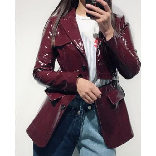 Ladies real leather blazer women genuine leather jacket
