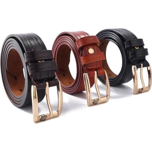 Zpxhyh Genuine Leather Female Belt for Women buckle rose Pin Buckle Cowhide Leather Women Belt Jeans Waist Belts Fashion designe