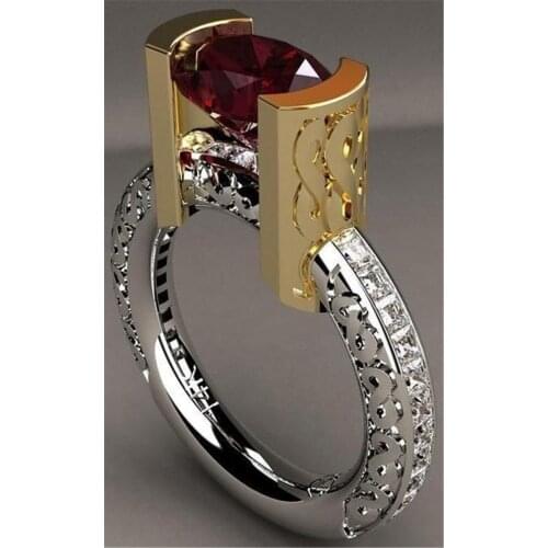 Fashion New Ring With Red Stones For Women Vintage Crystal Zircon Fashion Luxury Party Engagement Jewelry