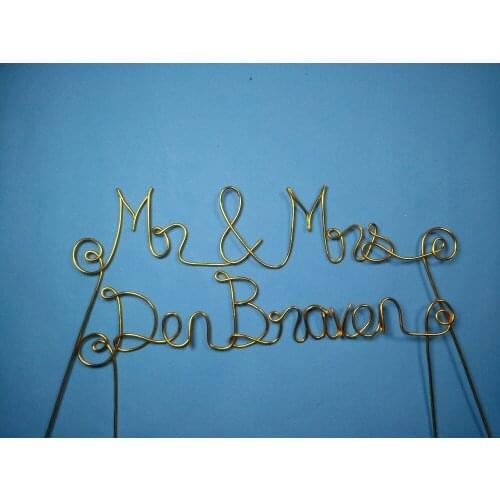 Gold cake topper,personalized wire cake topper,cake topper,we do sign, letters cake topper
