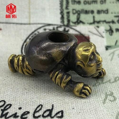 1PC Back Black Pot Retro Brass Knife Beads Lanyard Pendant Paracord Umbrella Rope Bracelet Flashlight EDC Pendant Accessories