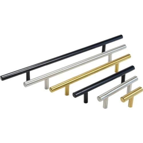 2" ~ 20'' Gold Kitchen Door T Bar Straight Handle Knobs Cabinet Pull Diameter 10mm Stainless Steel Handles Furniture Handle