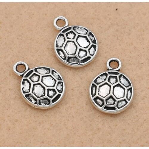 10Pcs Tibetan Silver Plated Football Charms for Jewelry Making Bracelet DIY Accessories Earrings Findings 15x11mm