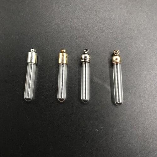 100pcs 4 cap tube glass Vial Pendant locket charms wish mini glass bottles name on rice art bottle jewelry gifts