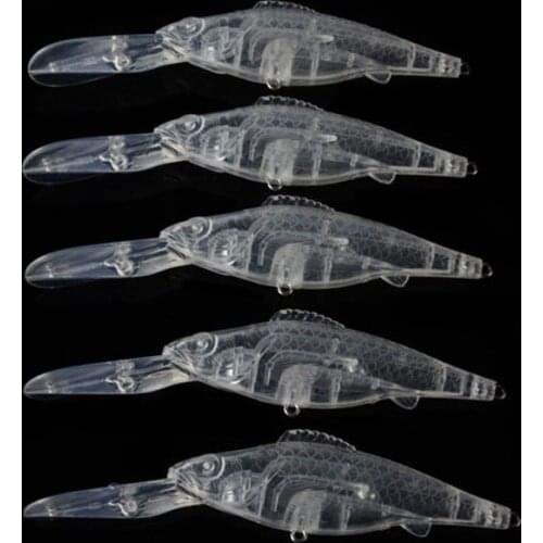 12.6CM/12G 50pcs Blank Unpainted Bait DIY Minnow Crankbait wobbler Unpainted Lure Freshwater Fishing Blank Hard Lures Isca Pesca