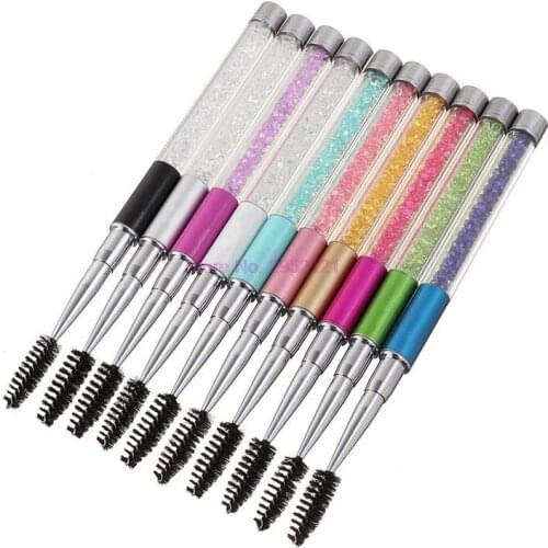 200pcs Rhinestone Acrylic Handle Eyelash Brushes Combs Spiral Mascara Eyelash Extension Applicator