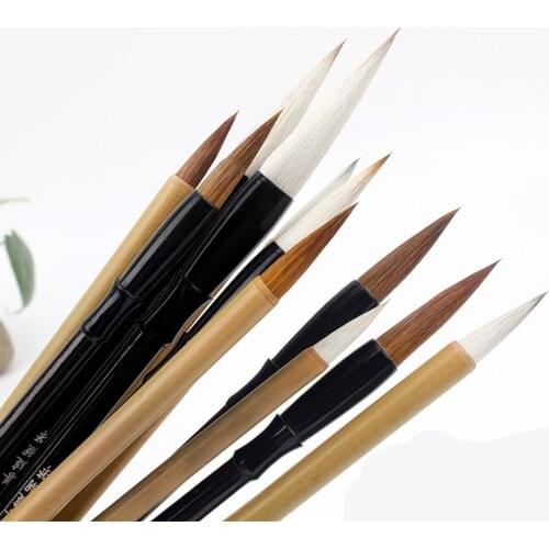 2018 Hot Sale 12pcs Calligraphy Pen Brush Set Weasel Woolen Hair Small Regular Large Middle Small Script Writing Brushes