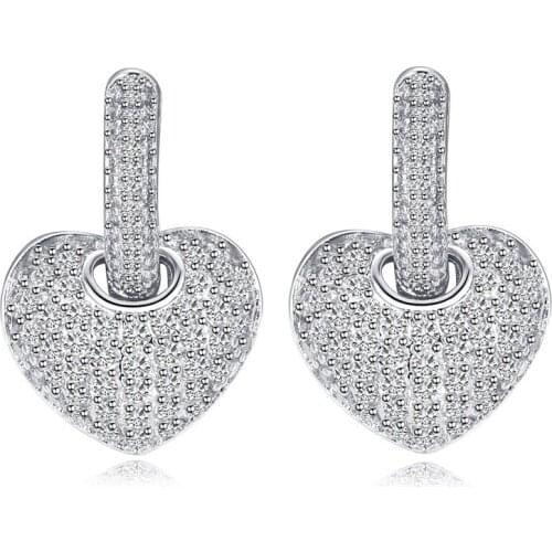 2020 Heart Earrings Hoop Dangle CZ Rhinestone Jewelry for Women Copper Cubic Zirconia High Quality Lovely Cute Accessories