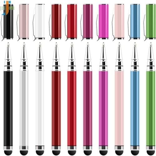 500pcs/lot Colorful 2 In 1 Ball Point Capacitive Screen Stylus Touch Pen with Cover for IPhone Cell Phone Tablet PC Wholesale